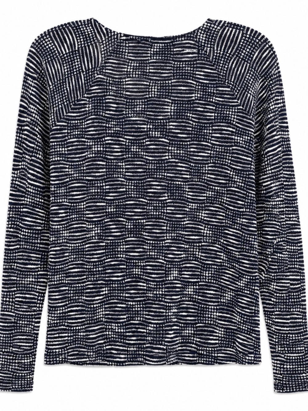 ANTHROPOLOGIE Sanctuary Navy Cream Basketweave Geometric V-Neck Knit Top XS - Picture 4 of 8